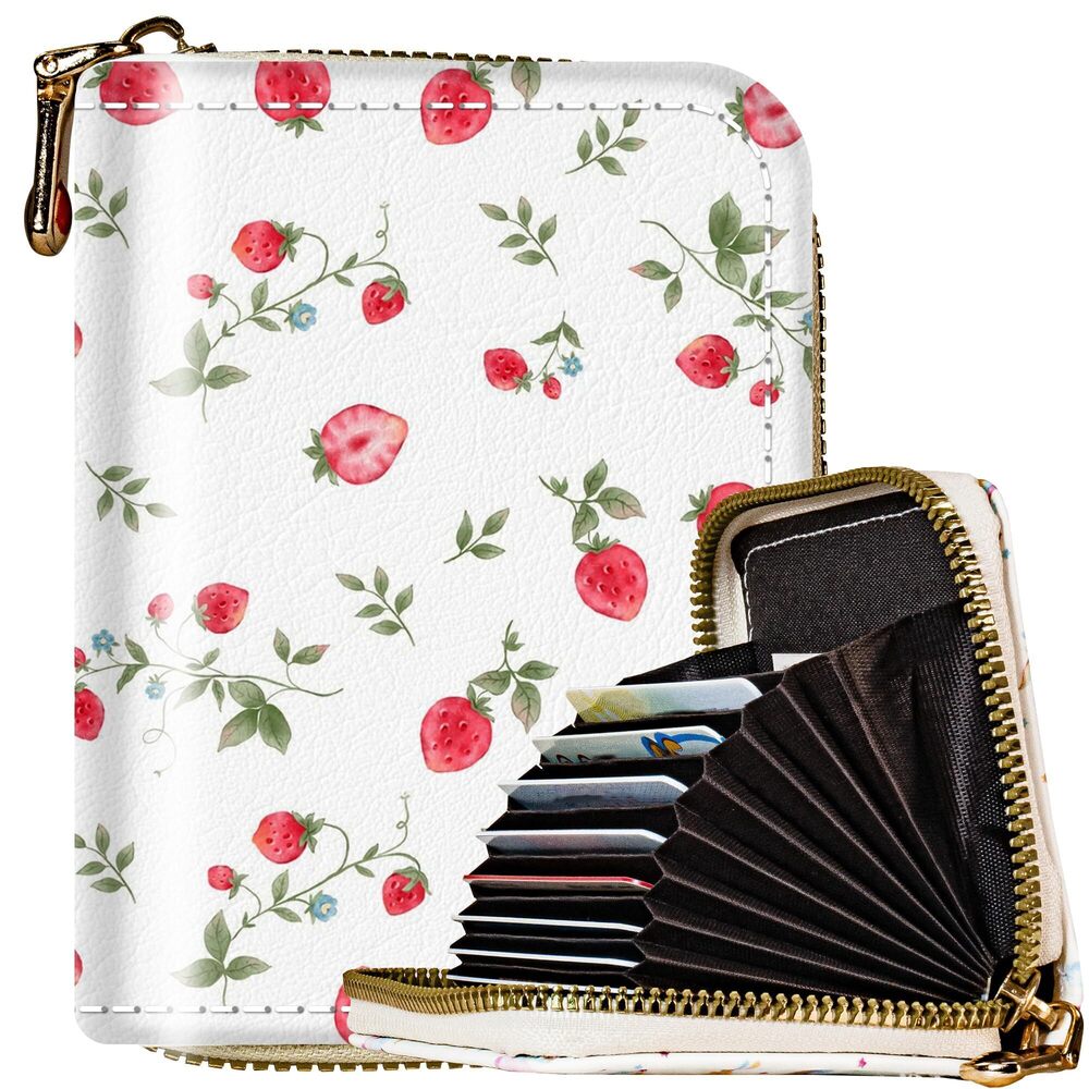 4364 Credit Card Holder , Aesthetic Strawberry RFID Credit Card Wallet